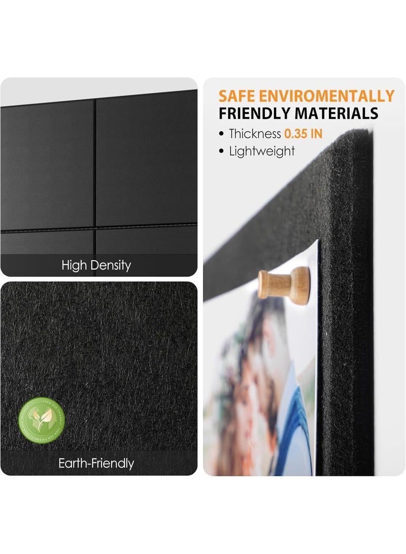 90cmx60cm Large Cork Board for Wall, Black Bulletin Board Felt Wall Tiles With 35 Pushpins Cork Board Alternative, Pin Board for Office and Walls, 6 Pack - Image 2