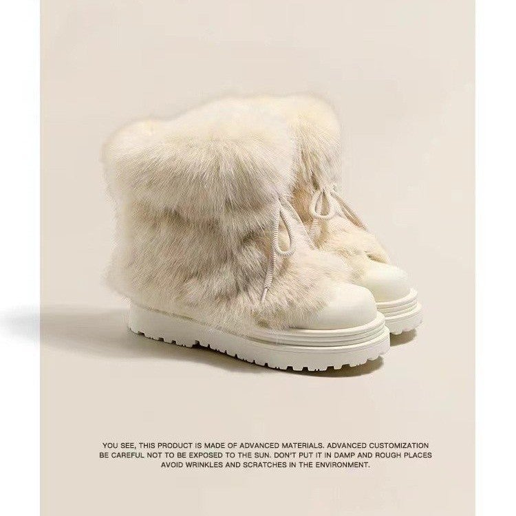 Winter Heater ~ Mao Mao Non-Slip Snow Boots Women'S 2024 Padded Plush Thick Bottom Cotton Shoes Big Head Short Boots - Image 3