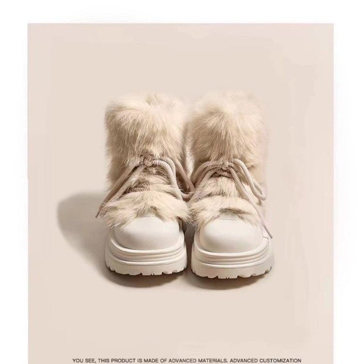 Winter Heater ~ Mao Mao Non-Slip Snow Boots Women'S 2024 Padded Plush Thick Bottom Cotton Shoes Big Head Short Boots - Image 2