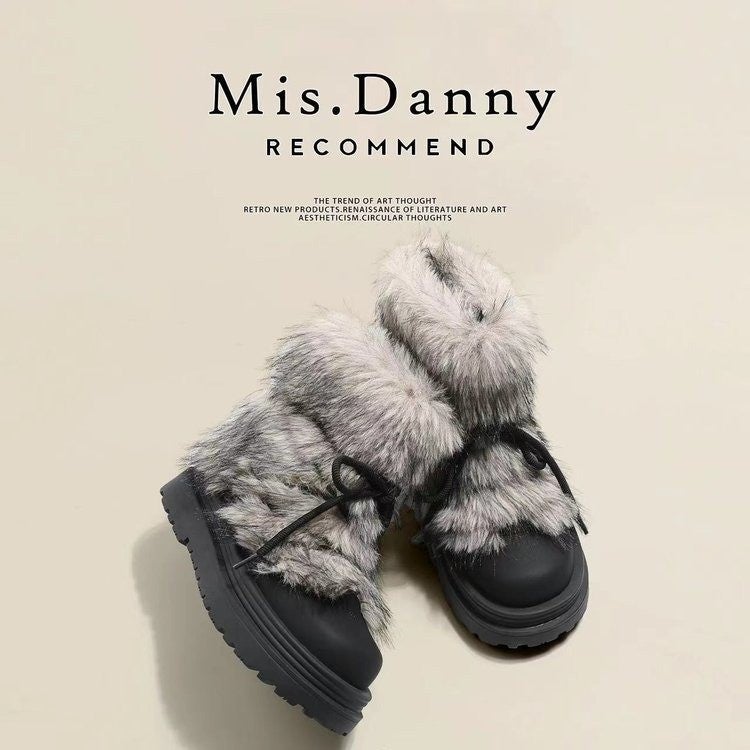 Winter Heater ~ Mao Mao Non-Slip Snow Boots Women'S 2024 Padded Plush Thick Bottom Cotton Shoes Big Head Short Boots - Image 5