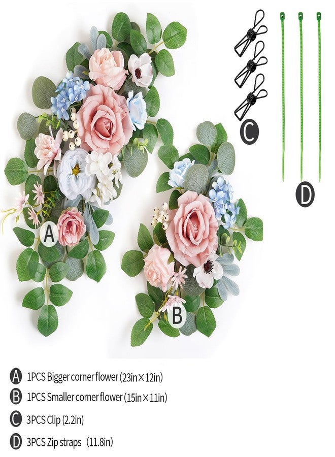WEIERYUE(Pack of 2 Artificial Flowers Decorations,Artificial Arch Backdrop Garlandfor Ceremony Party Reception Entrance Welcome Easel Door Floral Decor Wall Home Entryway Outdoor (Soft Blue Powder) - Image 2