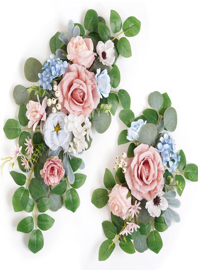 WEIERYUE(Pack of 2 Artificial Flowers Decorations,Artificial Arch Backdrop Garlandfor Ceremony Party Reception Entrance Welcome Easel Door Floral Decor Wall Home Entryway Outdoor (Soft Blue Powder) - Image 1