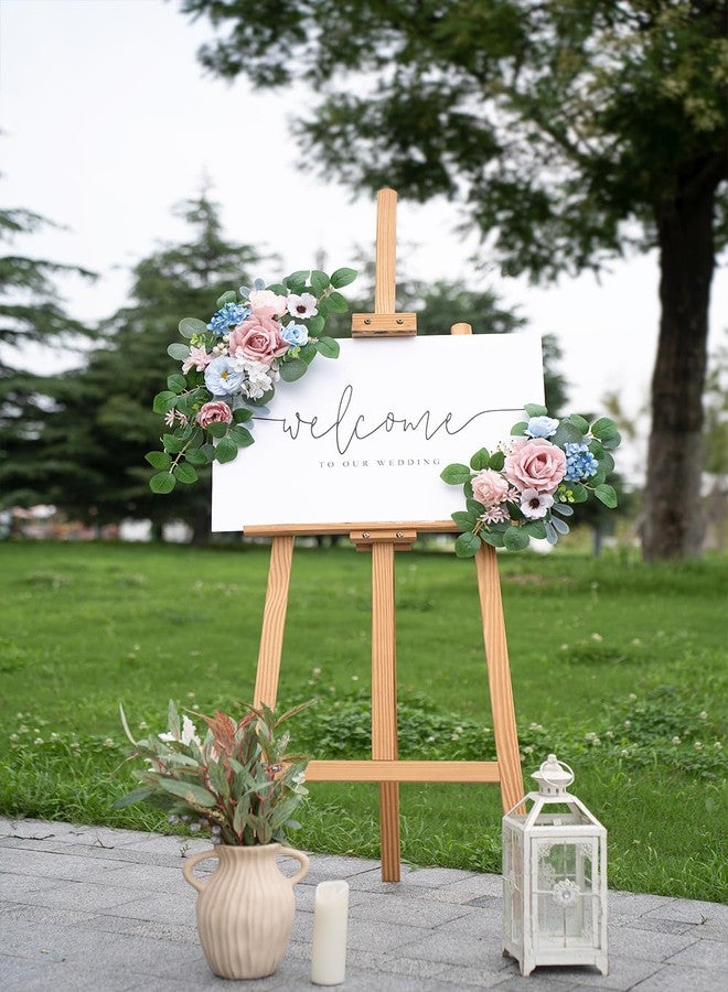 WEIERYUE(Pack of 2 Artificial Flowers Decorations,Artificial Arch Backdrop Garlandfor Ceremony Party Reception Entrance Welcome Easel Door Floral Decor Wall Home Entryway Outdoor (Soft Blue Powder) - Image 3