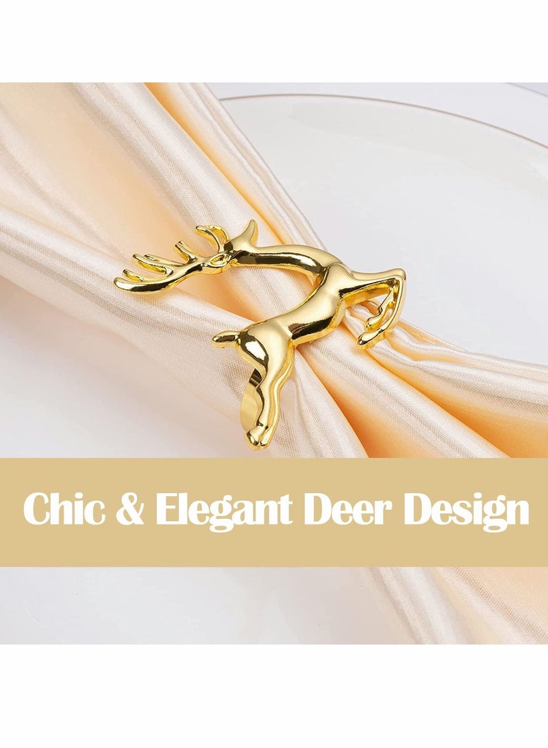 Napkin Rings Set, Elk Napkin Rings Gold Deer - Image 3