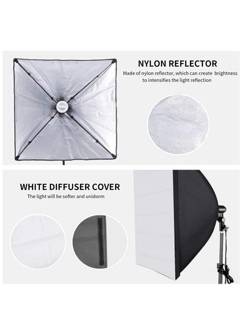 Softbox Lighting Kit Photography Soft Box 20'' X 28'', 85W Studio 6000k Bulb LED Light, 6.7'Light Stand, Remote Set, BEIYANG