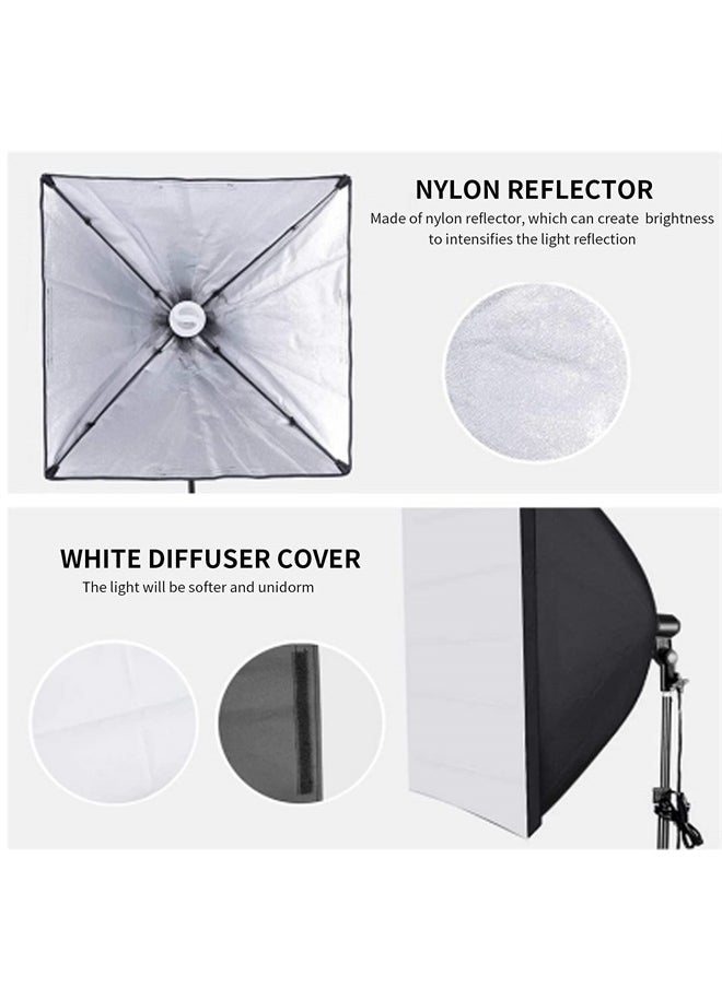 Softbox Lighting Kit Photography Soft Box 20'' X 28'', 85W Studio 6000k Bulb LED Light, 6.7'Light Stand, Remote Set, BEIYANG