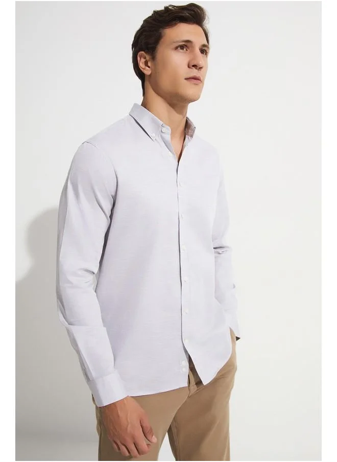 جون June Exclusive Men Long Sleeve Regular Fit Shirt Light Grey