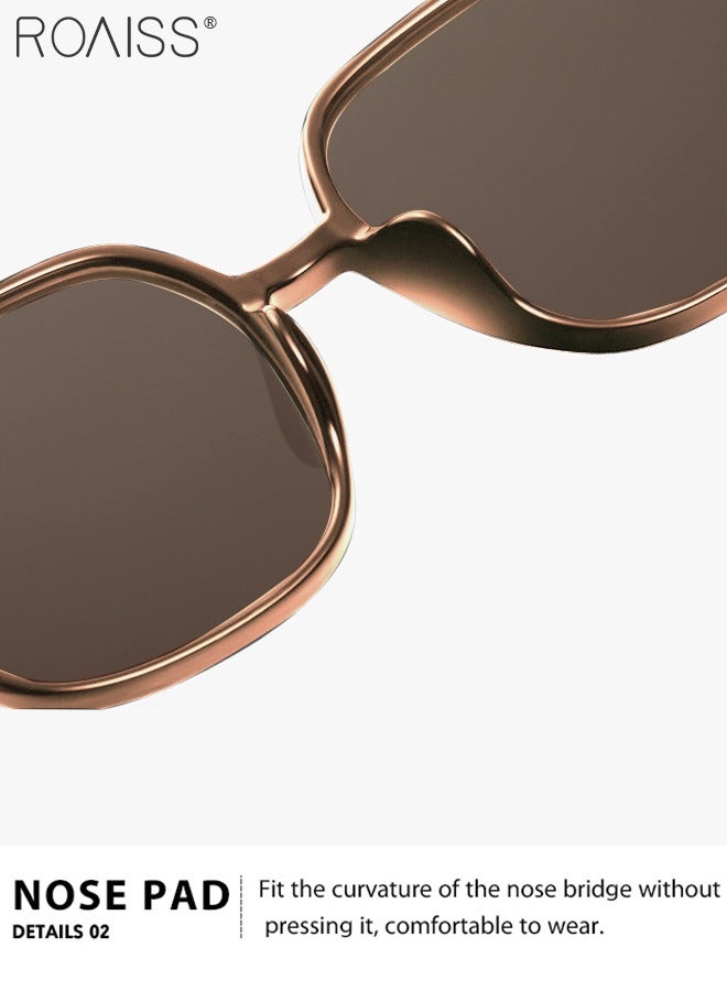 roaiss Women's Square Sunglasses, UV400 Protection Sun Glasses with Gold Metal Temples, Oversize Fashion Anti-glare Sun Shades for Women with Glasses Case, 54mm, Brown - Image 5