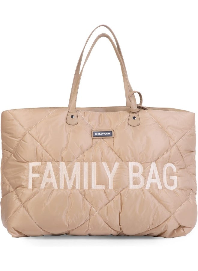 CHILDHOME Family Bag, Changing Travel/Weekend Large Capacity, Detachable Pouch, Quilted Beige  - Image 1