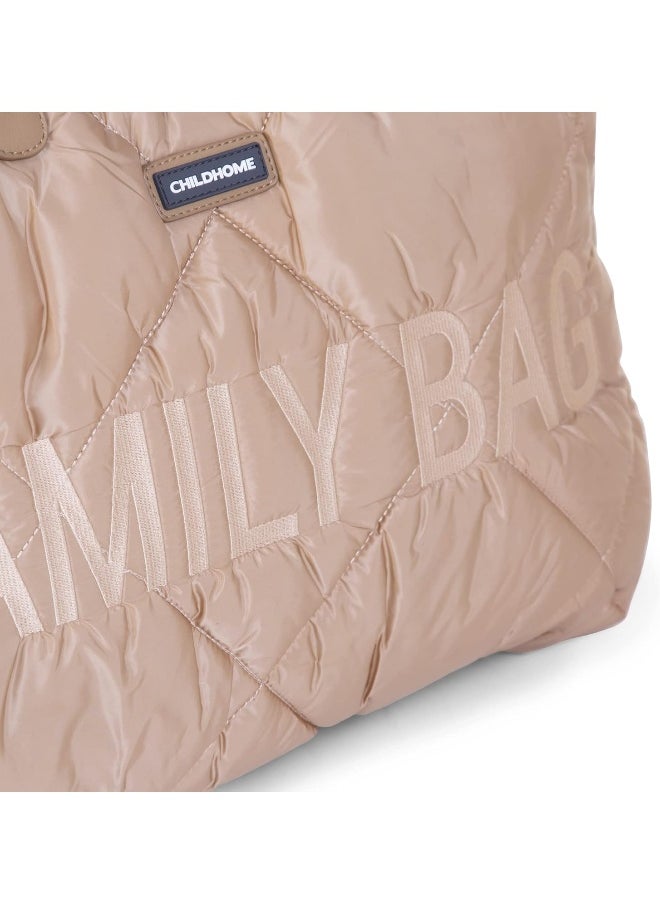 CHILDHOME Family Bag, Changing Travel/Weekend Large Capacity, Detachable Pouch, Quilted Beige  - Image 4