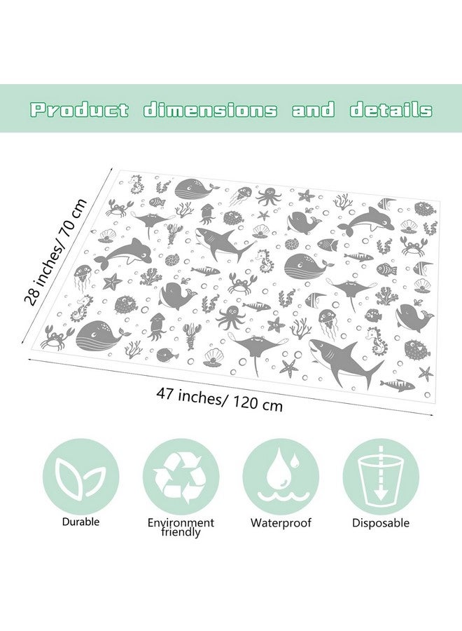 Drydiet 100 Pack 28"x47" Disposable Floor Splat Mats for Under High Chair with Animals Print, Waterproof Plastic Floor Mat Multipurpose Baby Led Weaning Supplies(Sea Animal) - Image 2