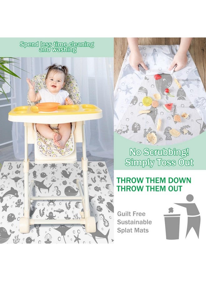 Drydiet 100 Pack 28"x47" Disposable Floor Splat Mats for Under High Chair with Animals Print, Waterproof Plastic Floor Mat Multipurpose Baby Led Weaning Supplies(Sea Animal) - Image 4