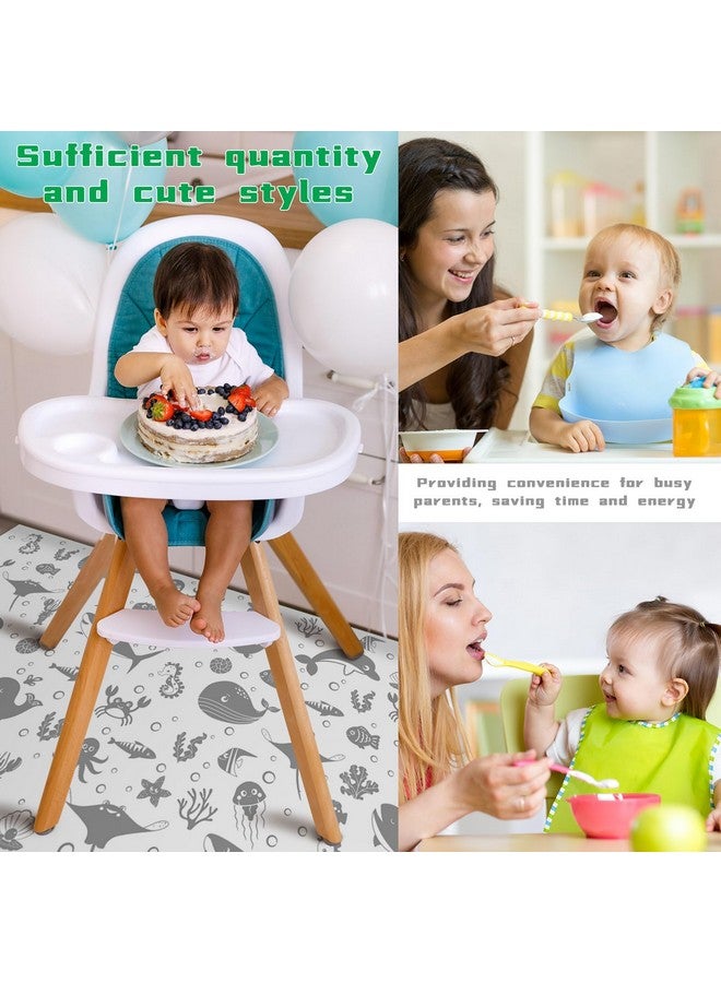 Drydiet 100 Pack 28"x47" Disposable Floor Splat Mats for Under High Chair with Animals Print, Waterproof Plastic Floor Mat Multipurpose Baby Led Weaning Supplies(Sea Animal) - Image 5