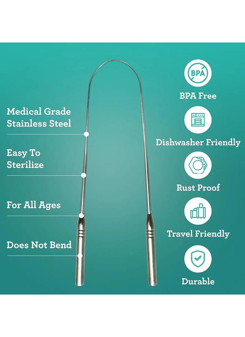 GuruNanda Tongue Scraper for Adults (2 Pack) with Travel Case, 420 Medical-Grade 100% Stainless Steel Tongue Cleaner, Aids in Fresh Breath & Oral Care  - Image 3