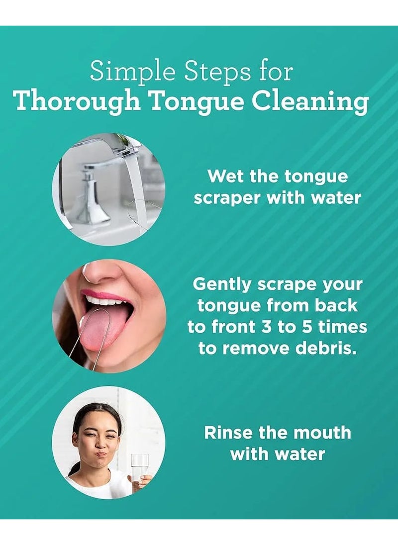 GuruNanda Tongue Scraper for Adults (2 Pack) with Travel Case, 420 Medical-Grade 100% Stainless Steel Tongue Cleaner, Aids in Fresh Breath & Oral Care  - Image 2