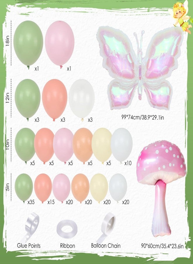 Winrayk 187Pcs Fairy Balloons Arch Kit with Large Mushroom & Butterfly Foil Balloons, Baby Shower Wedding 1st Birthday Wonderland Spring Garden Tea Party Princess Girls Fairy Birthday Party Decoration - Image 2