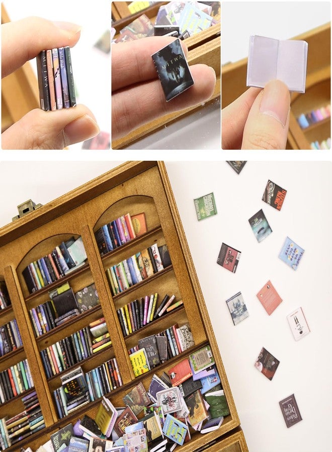 IAIHBBLY 60 Pcs 1:12 Scale Mini Books, Miniatures Dollhouse Tiny Small Flip Books for Anxiety Bookshelf Dollhouse Decor Crafts DIY Accessories Mini Books - Image 3