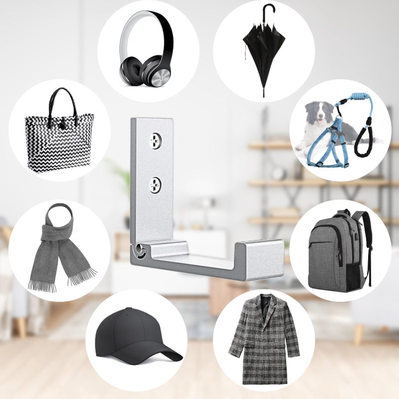 OHIYO 6Pcs Foldable Hooks for Hanging Coat & Bags & Hat & Key Wall Mounted Heavy Duty Aluminum Alloy Folding Coat Hooks with 12pcs Screws for Headphones Holder or Wall Hanger Hook(Matte Silver) - Image 5