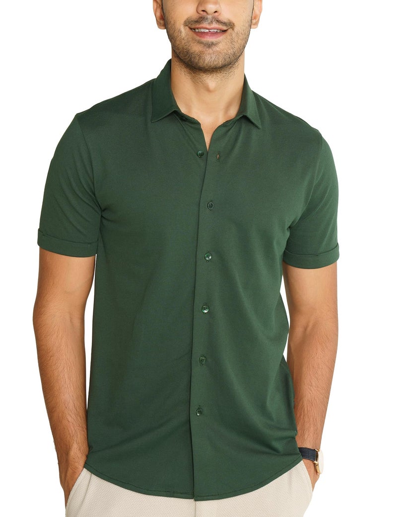DAMENSCH Constant Cotton Thermoregulating Pique Half Shirts-Pack of 1-Mountain View-Small - Image 1