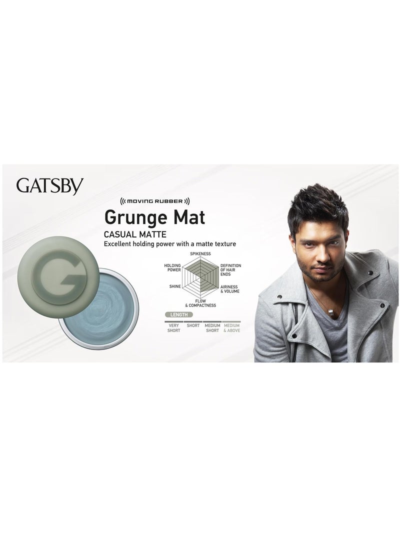 GATSBY Gatsby Moving Rubber - Grunge Mat, Strong Holding Power, Matte Finish, Non-Sticky, Non-Shine, Paraben Free, Anytime Re-Stylable Hair Wax, 80gm  - Image 3