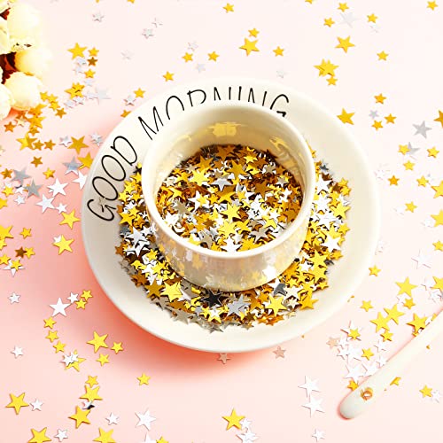 Hestya 60g Star Confetti Glitter Table Confetti Metallic Foil Stars for Christmas Party Wedding Festival Decorations(Gold Silver 60g,10mm and 6mm) - Image 2