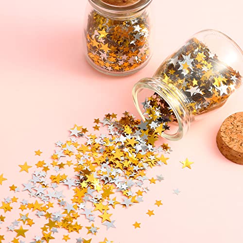 Hestya 60g Star Confetti Glitter Table Confetti Metallic Foil Stars for Christmas Party Wedding Festival Decorations(Gold Silver 60g,10mm and 6mm) - Image 3