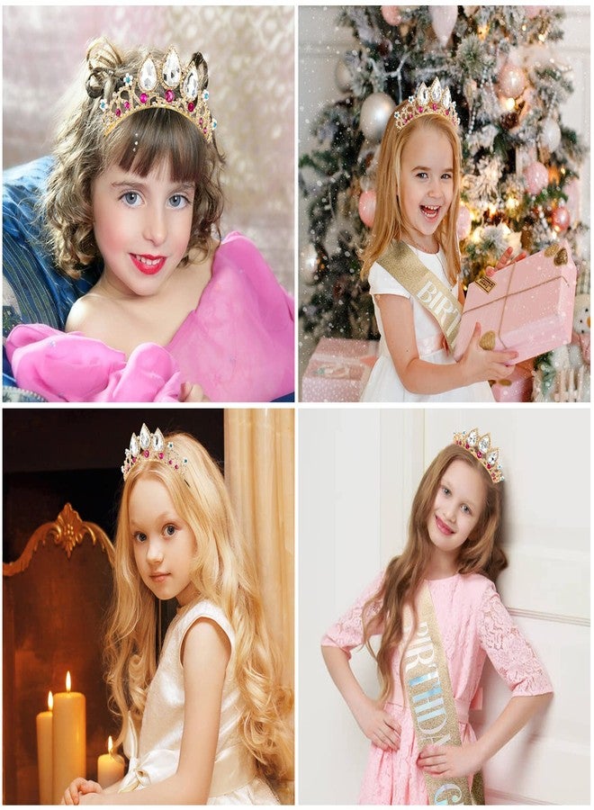 أبرنس زينة عيد ميلاد للبنات، تاج ووشاح الأميرة رابونزيل لحفلة عيد الميلاد، طوق رأس ذهبي مرصع بالكريستال على شكل تاج أميرة للأطفال، إكسسوارات شعر للأطفال - Image 2