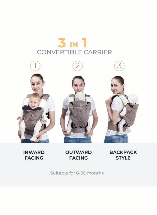 Nurtur Nurtur Willow Deluxe Mesh Infant Baby Carrier – Premium Fabric, Dual-Facing Comfort, Adjustable Cushioned Straps - Black  - Image 5
