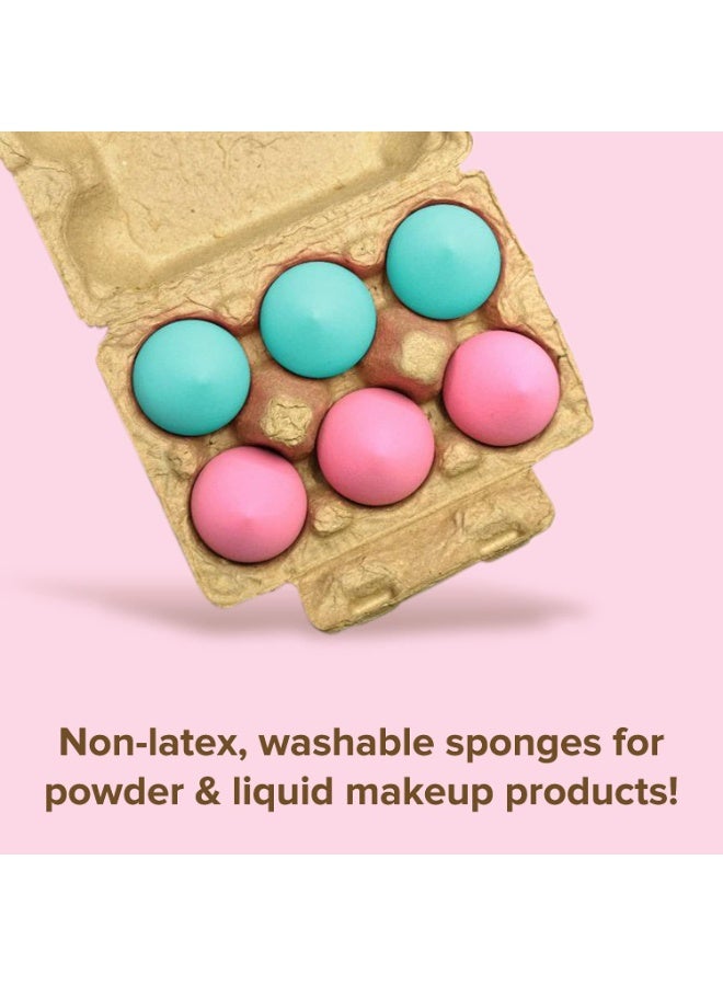 6-Pack Makeup Sponge Set in Cute Egg Carton | Soft Beauty Blenders for Flawless Blending & Foundation Application | Multi-Color Cosmetic Sponges - Image 5