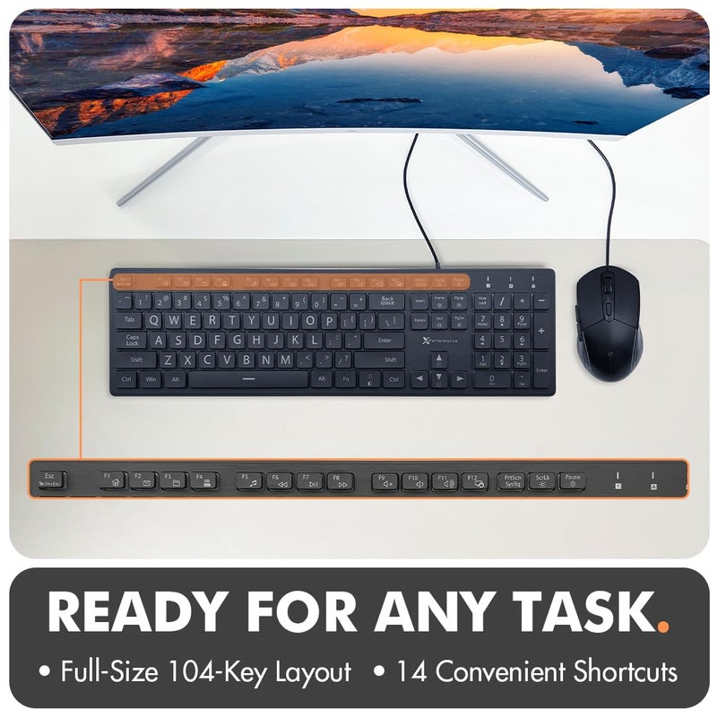 X9 Performance Large Print Backlit Keyboard Wired - Easy to See and Type - Light Up Keyboard for Seniors, Elderly, Kids - USB Lighted Keyboard, 7 Backlight Colors, Oversize Letters - Easy View PC, Computer Keyboards - Image 5