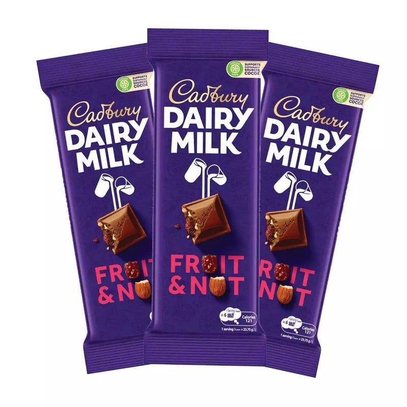Cadbury Dairy Milk Fruit And Nut Chocolate Bar- 3X95gms