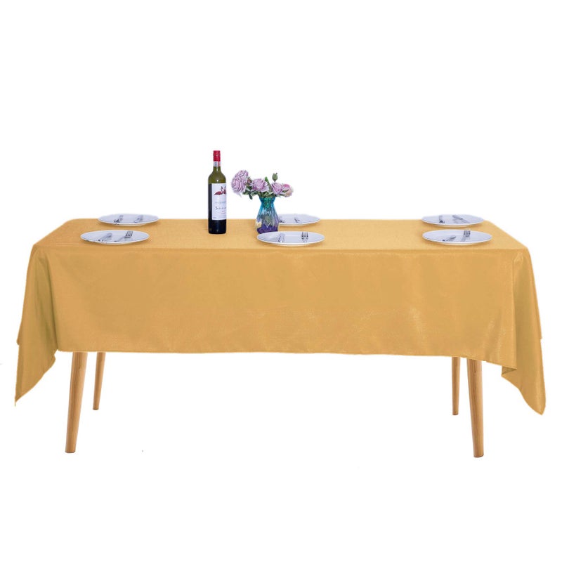 Ascoza 2pack 60x120 Inch Gold Rectangular Tablecloth 6 Feet Table Cloth in Polyester Fabric for WeddingBanquetRestaurantParties