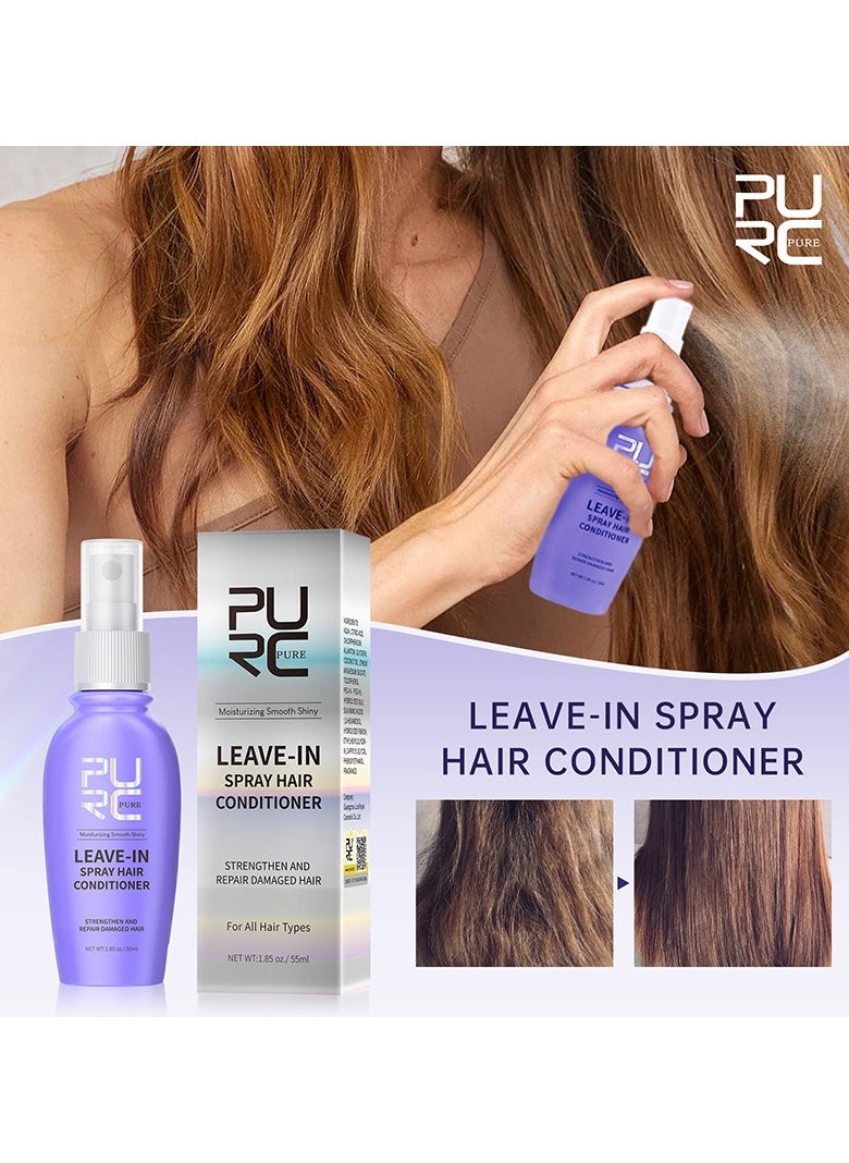 PURC - Coconut Oil Leave In Spray Conditioner Hair Treatment Shiny Frizzy Hair Care purc55ml - Image 1