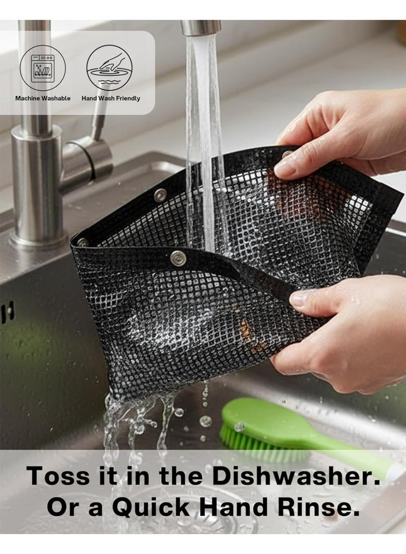 High-Heat Resistant Mesh BBQ Bag: Advanced PTFE technology for healthy and fast cooking - Design allows food to be turned all at once to ensure even cooking -  24 x 16 cm - Image 2
