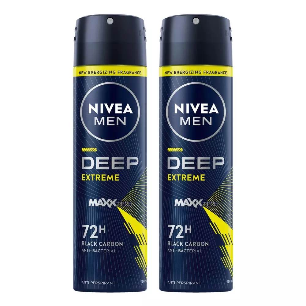 Nivea Men Deep Extreme 72H Anti Perspirant Body Deodorant- 2X150ml