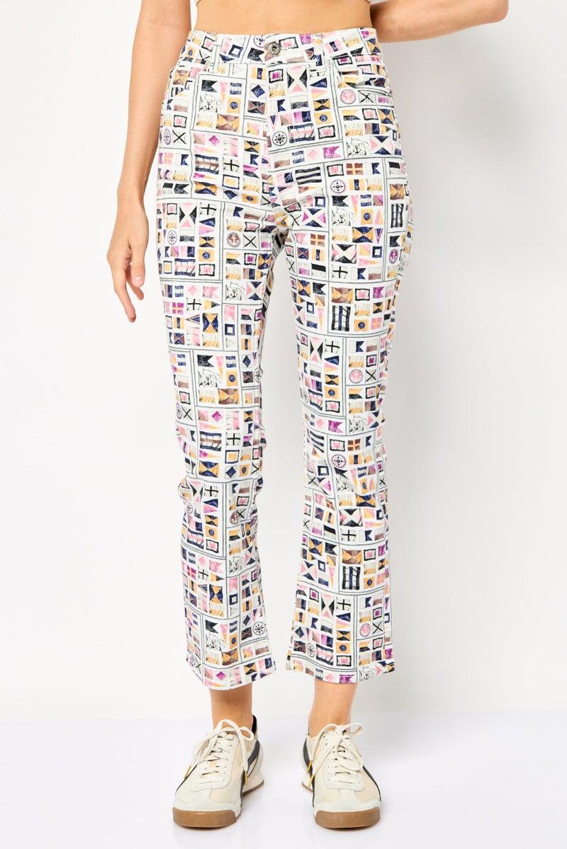 GANT Women Regular Fit Allover Print Straight Leg Pants, Multicolor - Image 1