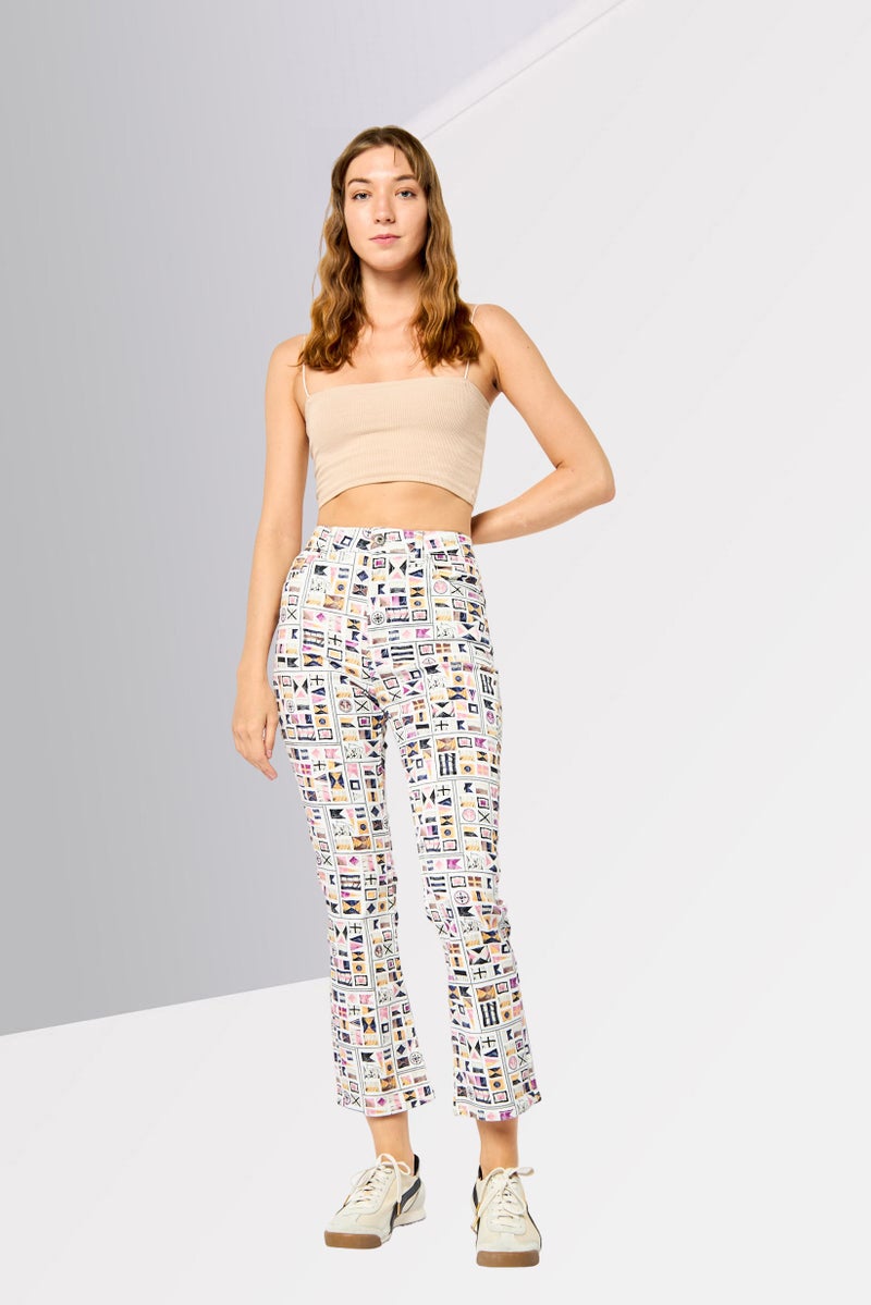GANT Women Regular Fit Allover Print Straight Leg Pants, Multicolor - Image 2