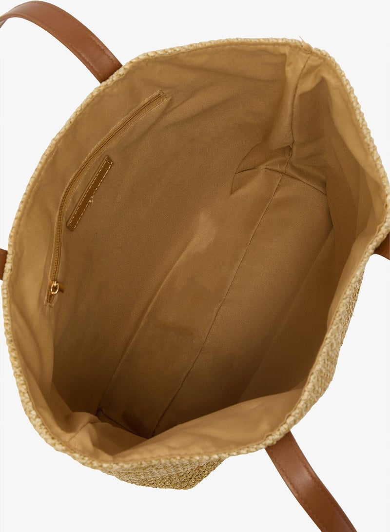 GLAMOROUS Brown Raffia Tote Bag - Image 5