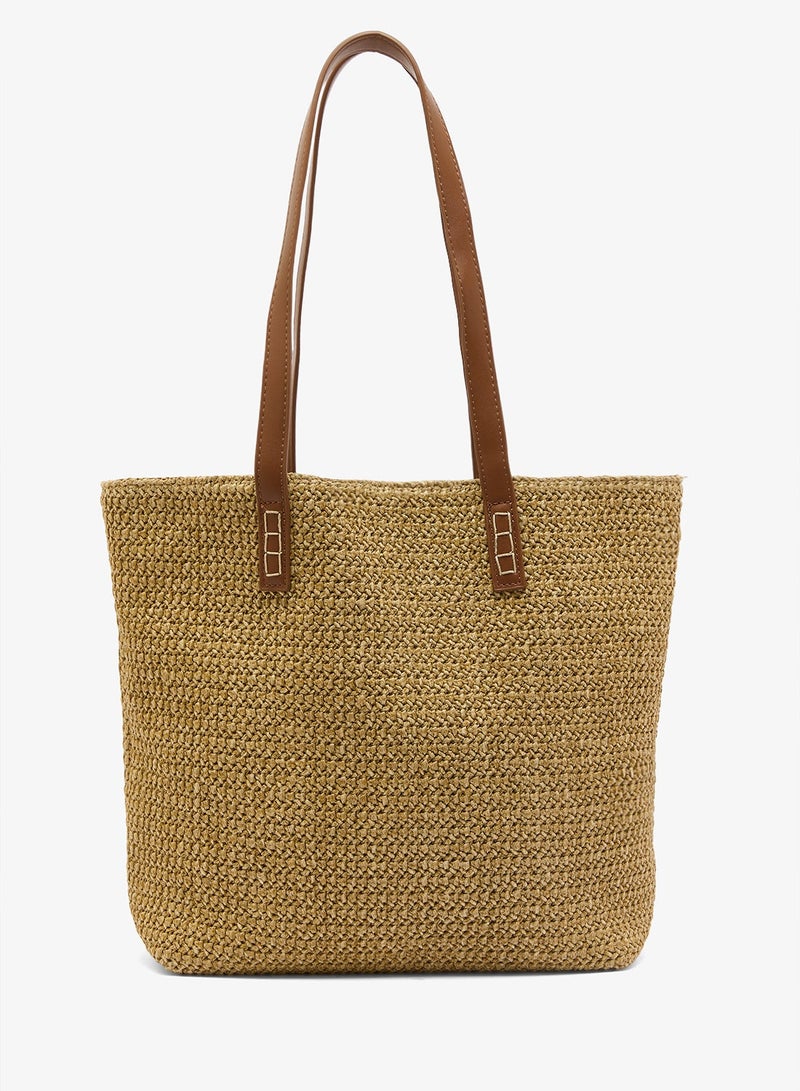 GLAMOROUS Brown Raffia Tote Bag - Image 2