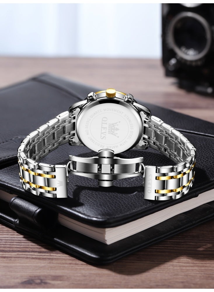 أوليفز ساعة OLEVS للرجال أنيقة أصلية متعددة الوظائف فاخرة من الفولاذ المقاوم للصدأ ومقاومة للماء وساعة كوارتز مضيئة - Image 5