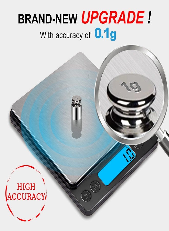 Yoncon Digital Food Kitchen Scale Upgraded, YONCON 3000g/0.1g High Accuracy Mini Pocket Scale Measures in Grams and oz for Cooking, Baking, Jewelry, Tare Function,2 Trays, LCD Display (Batteries Included) - Image 2