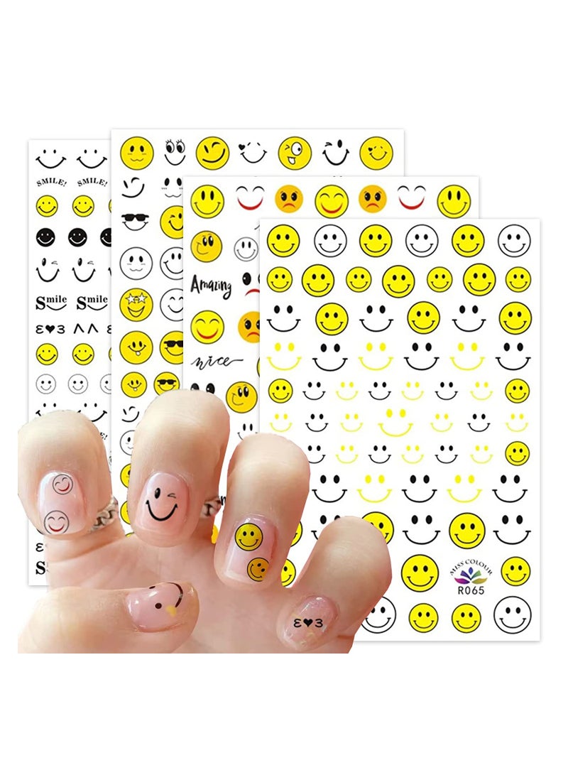 KASTWAVE SYOSI Smile Face Nail Art Stickers, Self Adhesive Cute Yellow Smile Happy Lucky Design, Nail Decoration Kids Grift, 6 Sheets - Image 1