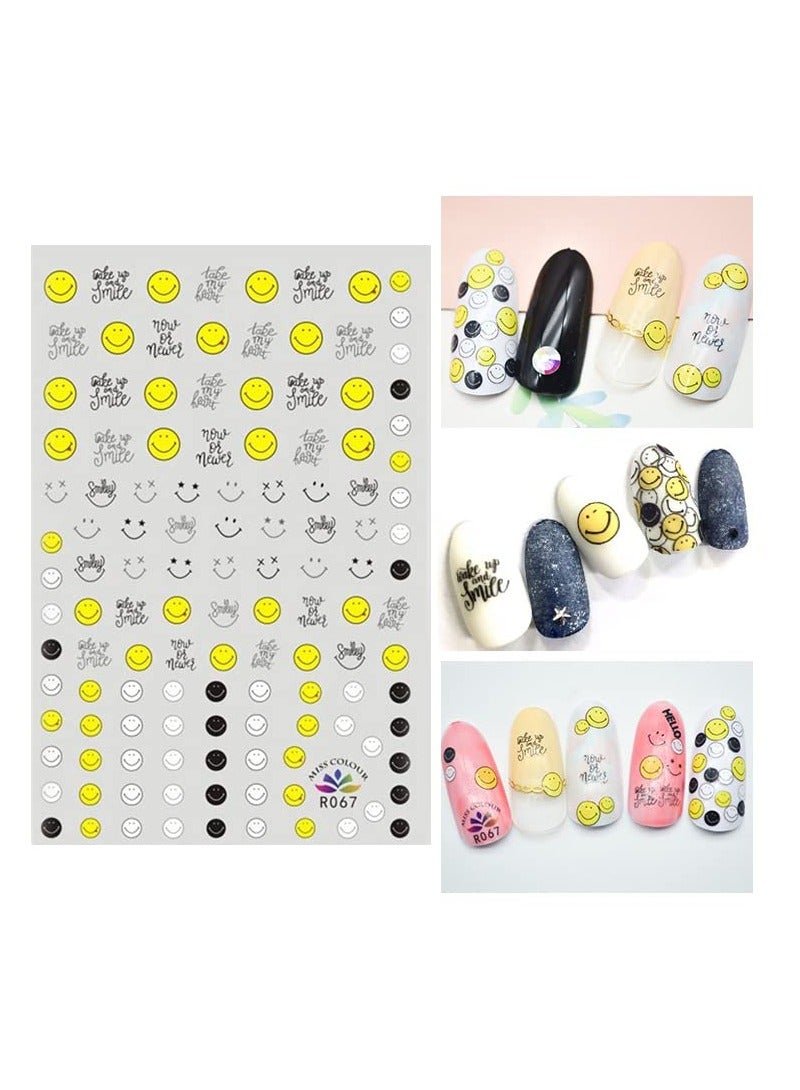 KASTWAVE SYOSI Smile Face Nail Art Stickers, Self Adhesive Cute Yellow Smile Happy Lucky Design, Nail Decoration Kids Grift, 6 Sheets - Image 4