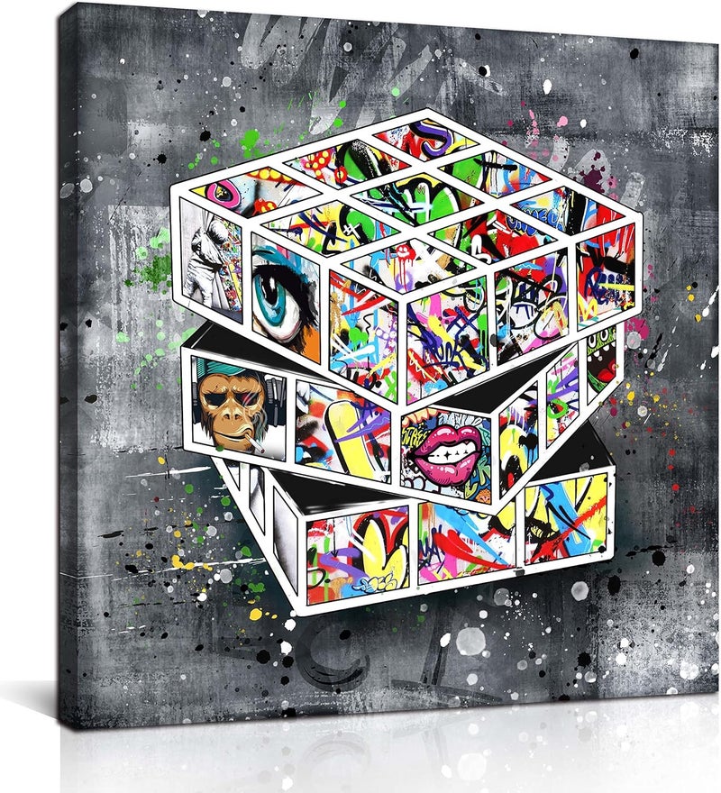 SIXTTART Black and White Abstract Graffiti Wall Art - Image 1