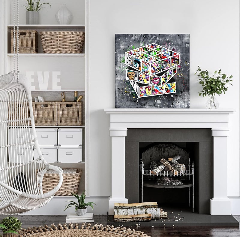 SIXTTART Black and White Abstract Graffiti Wall Art - Image 2