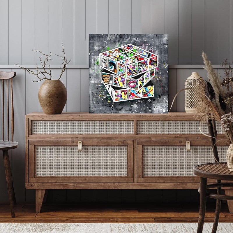 SIXTTART Black and White Abstract Graffiti Wall Art - Image 3
