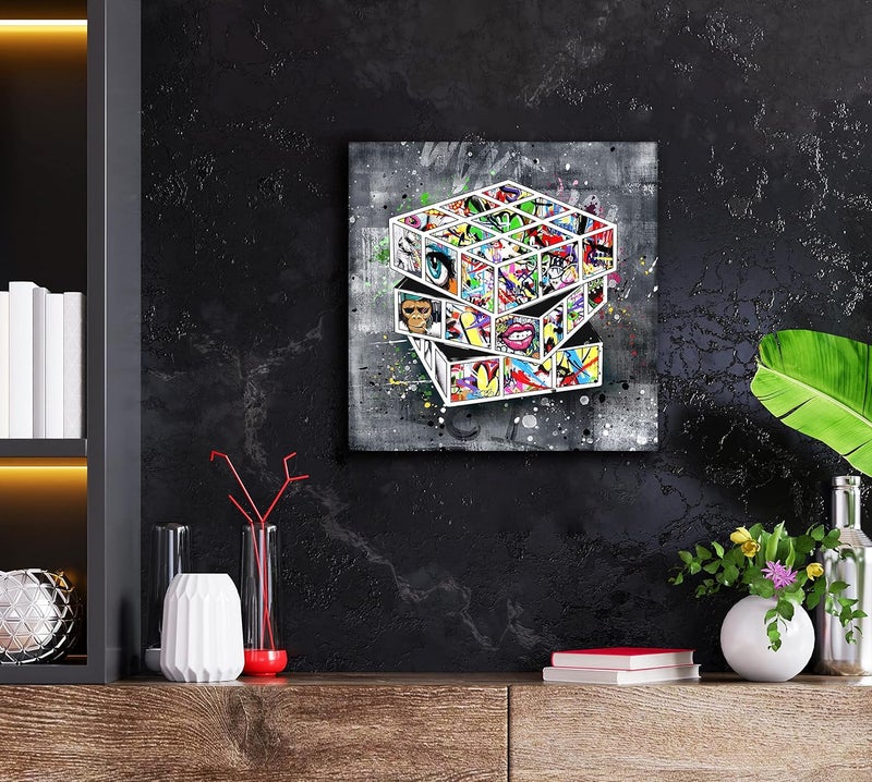 SIXTTART Black and White Abstract Graffiti Wall Art - Image 4