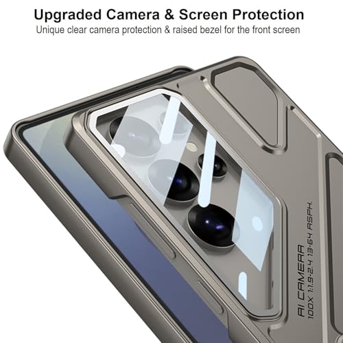 Midkart Matte Case Compatible with Samsung Galaxy S24 Ultra Hidden Kickstand Cover Hard PC with Camera Protection, Beige - Image 5