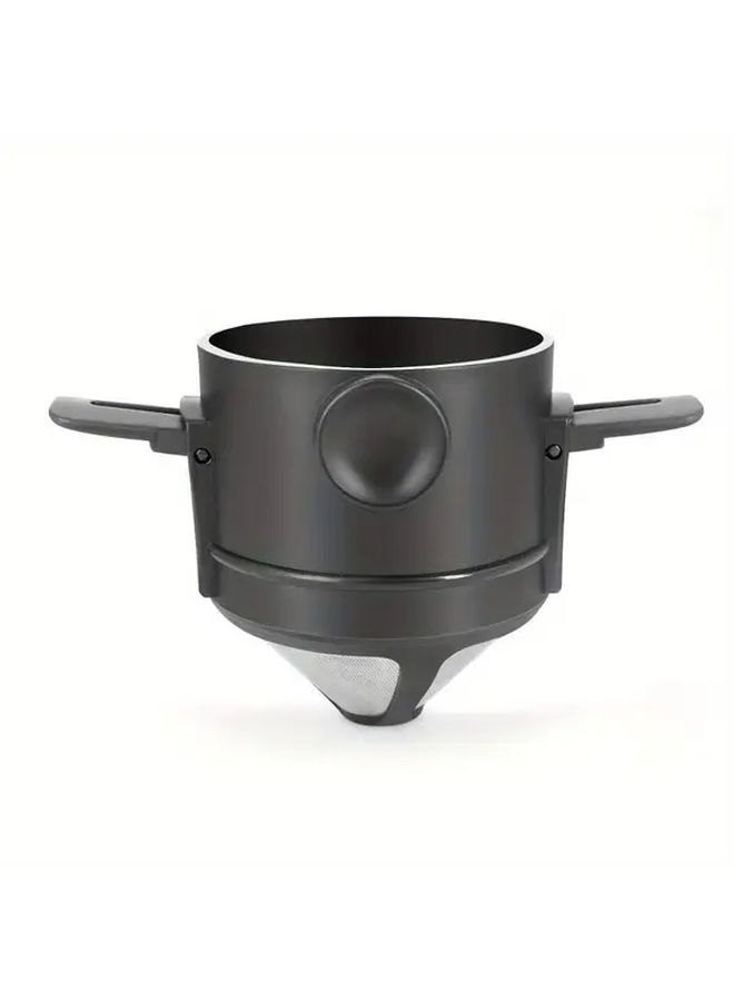 Black Portable Folding Espresso Machine Cup With Built In Filter Travel Mug - Image 3