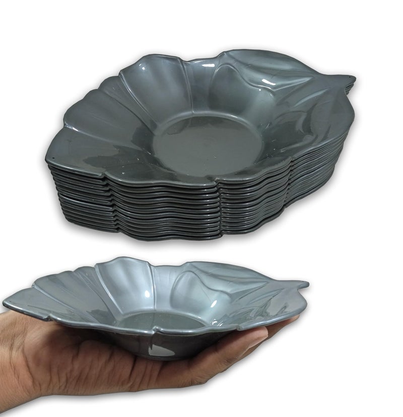 BHOJANWARE Stylish Designer Plastic Snacks Platter Set of 12 in Grey Color- Perfect Addition to Your Kitchen Utensils and Plates Collection. (Size: 18.5 Cm/ 7.2 Inch) - Image 5